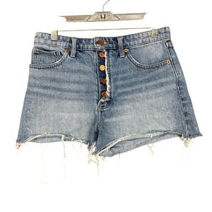 Lucky Brand Lucky Pins Short Womens 10/30 Blue Light Wash Frayed Hem Denim Jorts
